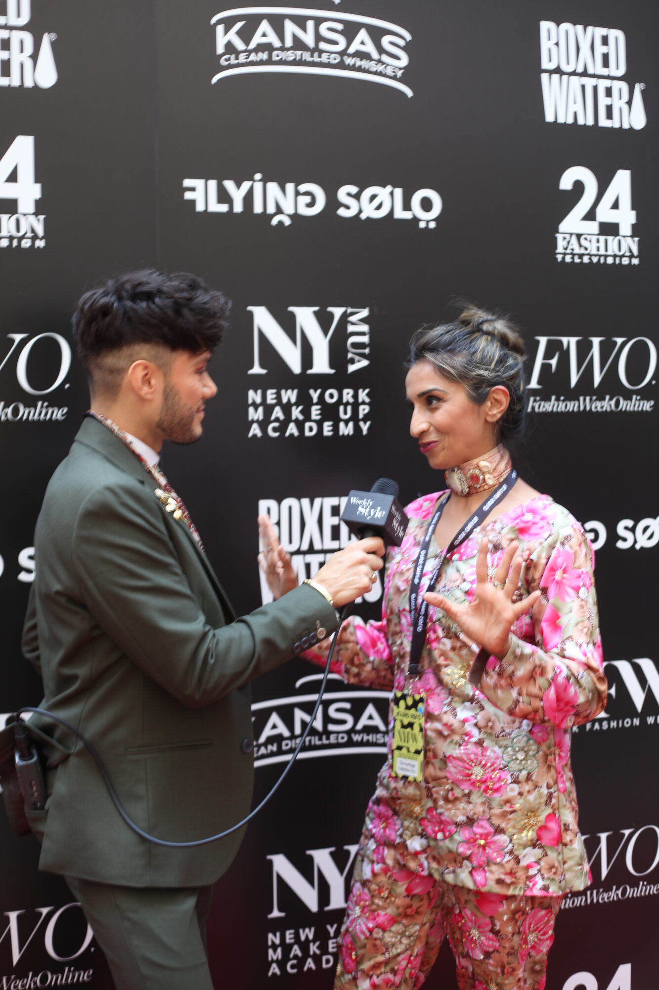 Ashraf Valliani with press at NYFW S/23